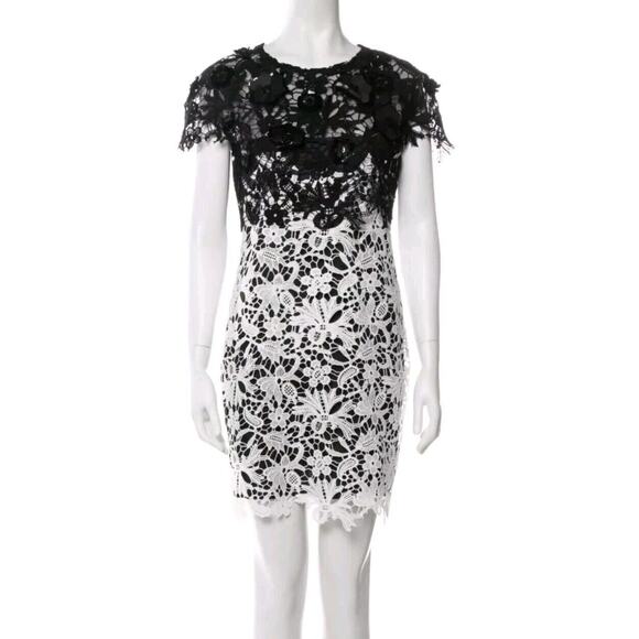 Talbot Runhof Lace Cocktail Dress Black White Embellishment Sz S Small (a - Picture 4 of 9